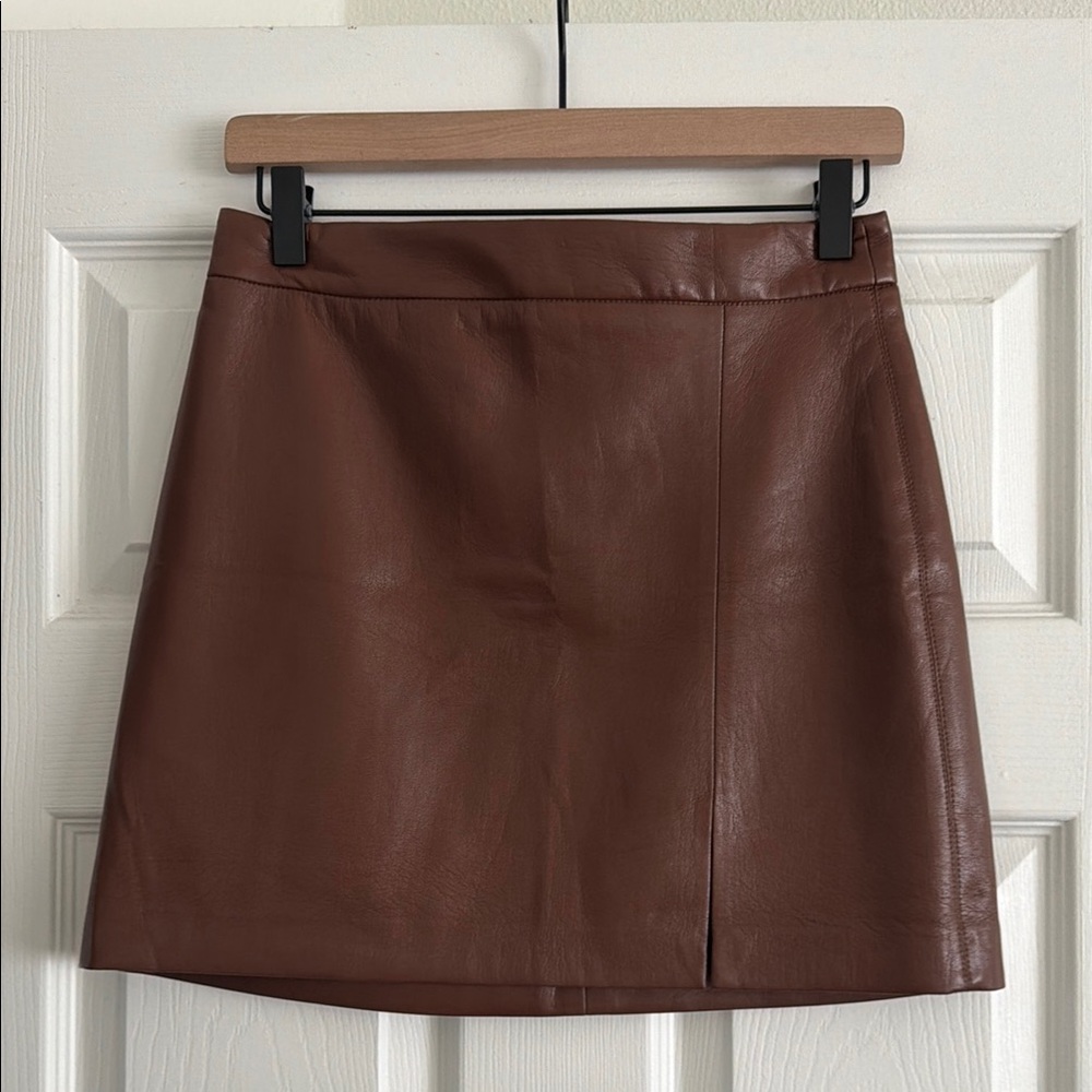 Wilfred Brown Leather Mini Skirt